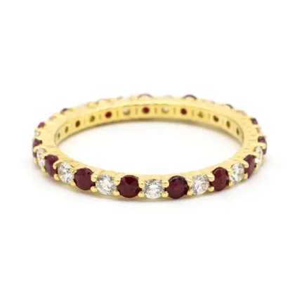 14K Solid Gold Ruby and Diamond Eternity Band
