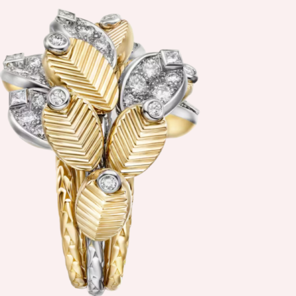 Pre-Owned Cartier Grain de Café Semi-Pavé Earrings in 18K Yellow Gold and Platinum with Diamonds