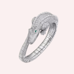 Pre-Owned Cartier Faune et Flore Pavé Bracelet in 18K White Gold with Emeralds and Diamonds