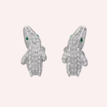 Pre-Owned Cartier Faune et Flore Pavé Earrings in 18K White Gold with Emeralds and Diamonds