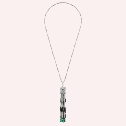 Pre-Owned Panthère de Cartier Pavé Long Necklace with Emerald, Multi-Wear, Large Model