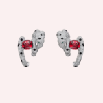 Pre-Owned Panthère de Cartier Pavé Earrings in White Gold with Cushion-Cut Rubies, Diamonds, Onyx, and Emerald Accents