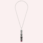 Pre-Owned Panthère de Cartier Pavé Long Necklace in White Gold with Rubies, Diamonds, Onyx, and Emeralds, Multi-Wear Large Model