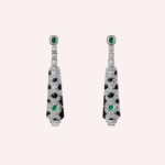 Pre-Owned Cartier Panthère de Cartier Sur Naturel Pavé Pendant Earrings in 18K White Gold with Diamonds, Emeralds, and Onyx