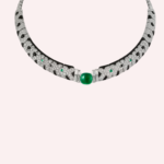 Pre-Owned Cartier Panthère de Cartier Sur Naturel Pavé Necklace in 18K White Gold with Cabochon-Cut Emeralds, Onyx, and Diamonds