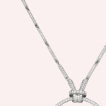 Pre-Owned Cartier Faune et Flore Les Oiseaux Libérés Pavé Necklace with Emerald Drops in 18K White Gold