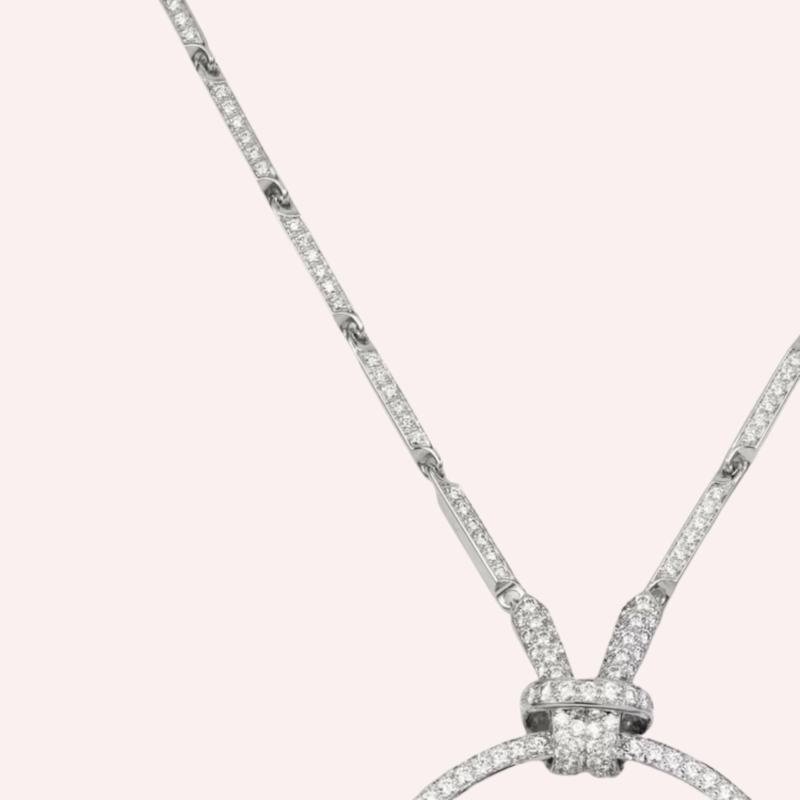 Pre-Owned Cartier Faune et Flore Les Oiseaux Libérés Pavé Necklace with Emerald Drops in 18K White Gold