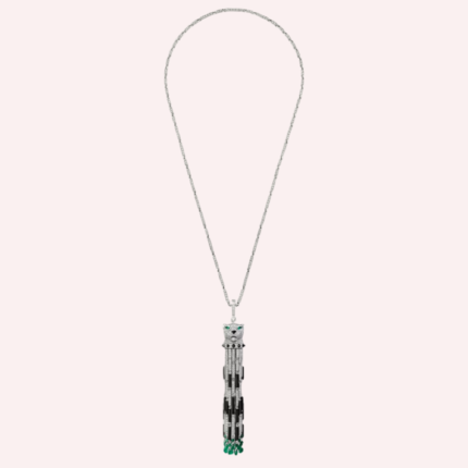 Pre-Owned Cartier Panthère de Cartier Long Multi-Wear Pavé Necklace, Large Model, with Emerald