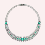 Pre-Owned Cartier Géométrie & Contrastes Chrysoprase Pavé Necklace in 18K White Gold with Diamonds and Onyx