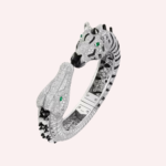 Pre-Owned Indomptables de Cartier Zebra and Crocodile High Jewelry Bracelet in White Gold with Diamonds, Emerald, and Onyx