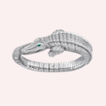 Pre-Owned Cartier Faune et Flore Pavé Bracelet in 18K White Gold with Emeralds and Diamonds