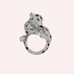 Pre-Owned Panthère de Cartier Pavé Ring in White Gold with Diamonds, Emerald, and Onyx - Image 7