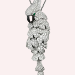 Pre-Owned Cartier Faune et Flore Les Oiseaux Libérés Pavé Necklace in 18K White Gold with Diamonds, Emeralds, and Mother-of-Pearl