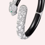 Pre-Owned Cartier Panthère de Cartier Pavé Bracelet in 18K White Gold with Diamonds, Emeralds, Onyx, and Black Lacquer