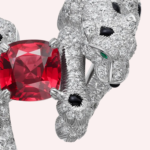 Pre-Owned Panthère de Cartier Pavé Earrings in White Gold with Cushion-Cut Rubies, Diamonds, Onyx, and Emerald Accents - Image 3