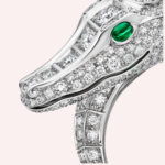 Pre-Owned Cartier Faune et Flore Pavé Ring in 18K White Gold with Emeralds and Diamonds