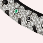 Pre-Owned Cartier Panthère de Cartier Sur Naturel Pavé Necklace in 18K White Gold with Cabochon-Cut Emeralds, Onyx, and Diamonds