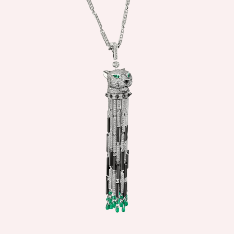 Pre-Owned Cartier Panthère de Cartier Long Multi-Wear Pavé Necklace, Large Model, with Emerald