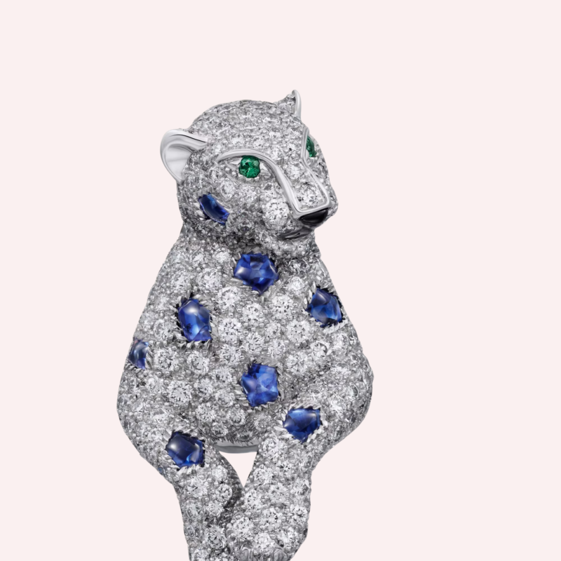 Pre-Owned Panthère de Cartier Pavé Earrings in White Gold with Diamonds, Onyx, Emeralds, and Sapphires