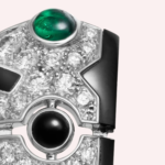 Pre-Owned Cartier Panthère de Cartier Sur Naturel Pavé Pendant Earrings in 18K White Gold with Diamonds, Emeralds, and Onyx - Image 3