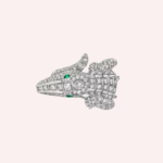 Pre-Owned Cartier Faune et Flore Pavé Ring in 18K White Gold with Emeralds and Diamonds - Image 3