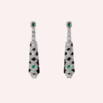 Pre-Owned Cartier Panthère de Cartier Sur Naturel Pavé Pendant Earrings in 18K White Gold with Diamonds, Emeralds, and Onyx - Image 3