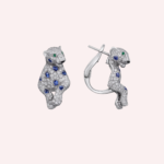 Pre-Owned Panthère de Cartier Pavé Earrings in White Gold with Diamonds, Onyx, Emeralds, and Sapphires - Image 2