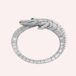 Pre-Owned Cartier Faune et Flore Pavé Bracelet in 18K White Gold with Emeralds and Diamonds - Image 4