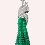 Pre-Owned Cartier Faune et Flore Les Oiseaux Libérés Pavé Necklace in 18K White Gold with Emerald Beads, Emeralds, Mother-of-Pearl, and Diamonds - Image 4
