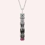 Pre-Owned Panthère de Cartier Pavé Long Necklace in White Gold with Rubies, Diamonds, Onyx, and Emeralds, Multi-Wear Large Model - Image 3
