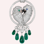 Pre-Owned Cartier Faune et Flore Les Oiseaux Libérés Pavé Necklace with Emerald Drops in 18K White Gold - Image 5