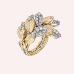 Pre-Owned Cartier Grain de Café Semi-Pavé Ring in 18K Yellow Gold and Platinum with Diamonds - Image 4