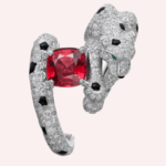 Pre-Owned Panthère de Cartier Pavé Earrings in White Gold with Cushion-Cut Rubies, Diamonds, Onyx, and Emerald Accents - Image 2