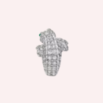 Pre-Owned Cartier Faune et Flore Pavé Ring in 18K White Gold with Emeralds and Diamonds - Image 5
