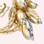 Pre-Owned Cartier Grain de Café Semi-Pavé Earrings in 18K Yellow Gold and Platinum with Diamonds - Image 6
