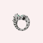 Pre-Owned Cartier Les Indomptables Pavé Ring in 18K White Gold with Diamonds, Emeralds, Onyx, and Moonstone - Image 5