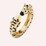 Pre-Owned Cartier Les Indomptables Panther & Zebra Bracelet in 18K Yellow Gold with Tsavorite Garnet, Moonstone, Onyx, and Black Lacquer - Image 6