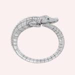 Pre-Owned Cartier Faune et Flore Pavé Bracelet in 18K White Gold with Emeralds and Diamonds - Image 6