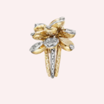 Pre-Owned Cartier Grain de Café Semi-Pavé Ring in 18K Yellow Gold and Platinum with Diamonds - Image 7