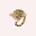Pre-Owned Cartier Faune et Flore Pavé Brooch in 18K Yellow Gold with Yellow, Orange, and Brown Diamonds, Emeralds, and Onyx