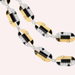 Pre-Owned Cartier Géométrie & Contrastes Onyx Transformable Pavé Necklace in 18K White Gold and Yellow Gold with Diamonds
