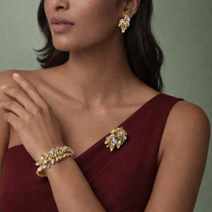 Pre-Owned Cartier Grain de Café Semi-Pavé Earrings in 18K Yellow Gold and Platinum with Diamonds