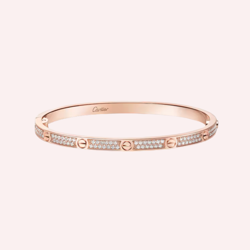 Pre-Owned Cartier LOVE Bracelet on Chain, Pavé Diamonds, Rose Gold