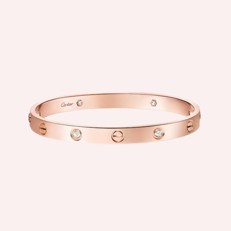 Pre-Owned Cartier LOVE Bracelet, Classic Model, Pavé Diamonds, Rose Gold