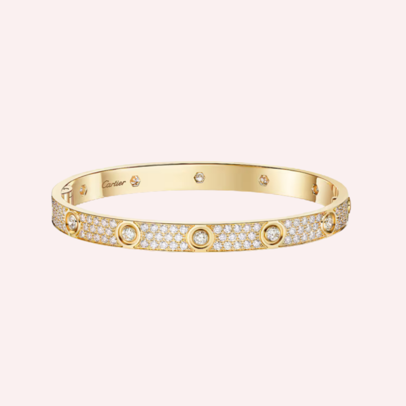 Pre-Owned Cartier LOVE Bracelet, Classic Model, Pavé with 10 Diamonds, Rose Gold