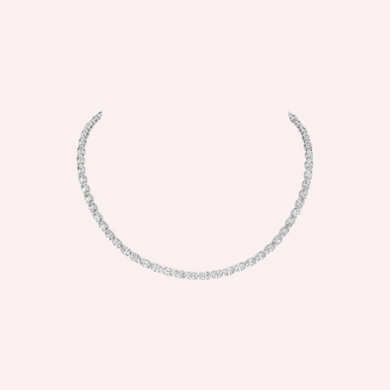 Pre-Owned Cartier Lignes Essentielles Necklace in Platinum with Oval-Cut Diamonds