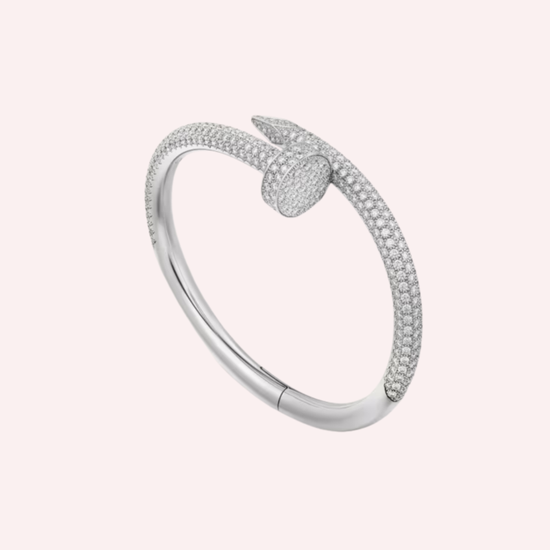 Pre-Owned Cartier Juste un Clou Bracelet, Large Model, Half-Pavé Diamonds, White Gold