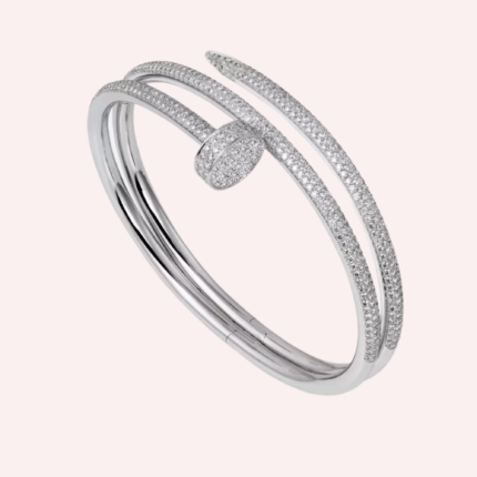 Pre-Owned Cartier Juste un Clou Double Bracelet, Half-Pavé Diamonds, White Gold