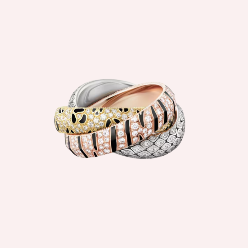 A Pre-Owned Cartier Trinity lacquer pavé ring