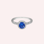 Pre-Owned Cartier Destinée Solitaire Oval-Cut Sapphire Pavé Ring